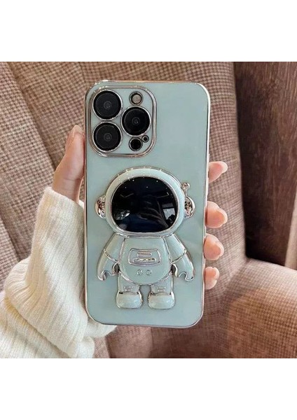 iPhone 15 Pro Elektrokaplama Tpu Astronotlar Gizli Braketli Telefon Kılıfı (Yurt Dışından)