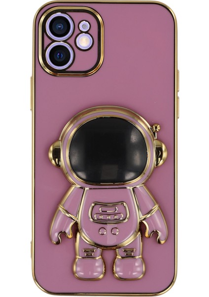 iPhone 12 Astronot Gizli Ayaklı Galvanik Yumuşak Tpu Telefon Kılıfı (Yurt Dışından)