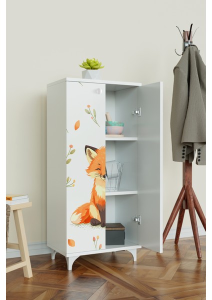 Foxie 3 Raflı Çocuk Odası Dolabı Çok Amaçlı Baskılı Oyuncak Dolabı fiyatları