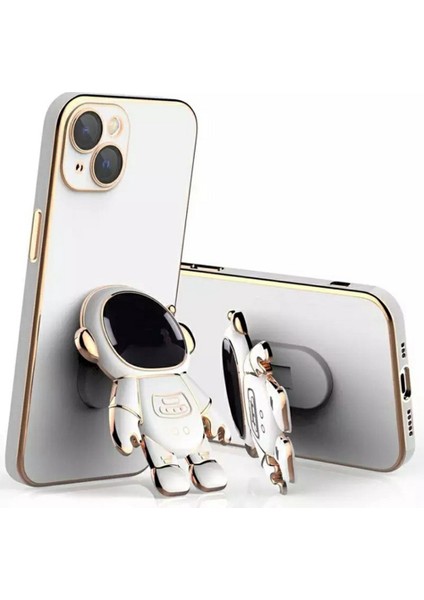 iPhone 15 Elektrokaplama Yumuşak Tpu Telefon Kılıfı Astronot Gizli Ayak (Yurt Dışından)