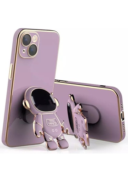 iPhone 13 Mini 5.4 Inç Çizilmez Elektrokaplama Tpu Arka Kapak ve Astronot Ayaklığı (Yurt Dışından)