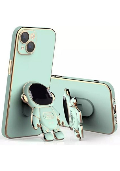 iPhone 15 Elektrokaplama Yumuşak Tpu Telefon Kılıfı Astronot Gizli Ayak (Yurt Dışından)