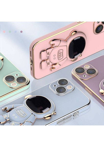 iPhone 13 Mini 5.4 Inç Çizilmez Elektrokaplama Tpu Arka Kapak ve Astronot Ayaklığı (Yurt Dışından) modelleri