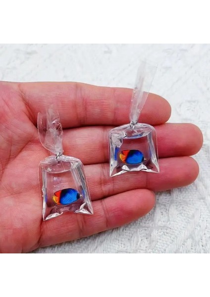 10PCS Mercan Balık Torbası Reçineleri Cazibe Okyanus Şeffaf Küçük Balık Su Torbası Takı Kolye Takılar El Yapımı Diy Malzeme Metal Renk: 9 (Yurt Dışından)