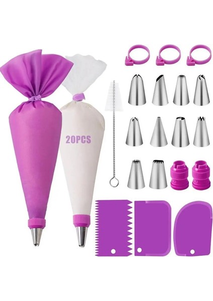 40PCS Silikon Boru Torbaları ve Uçları Set Paslanmaz Çelik Nozulla Kek Diy Dekorasyon Kiti Yeniden Kullanılabilir Silikon Hamura Pişirme Aletcolü: 40 Parça Pembe (Yurt Dışından)