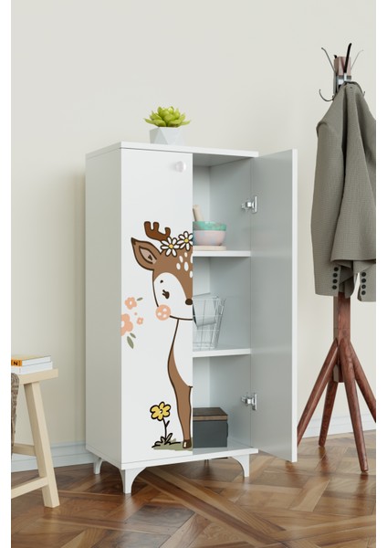 Little fawn 3 Raflı Çocuk Odası Dolabı Çok Amaçlı Baskılı Oyuncak Dolabı fiyatları