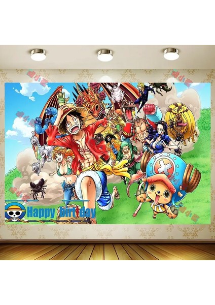 Anime One Piece Doğum Günü Partisi Arka Plan Dekor Çocuk Doğum Günü Partisi Odası Başucu Goblen Teması Fotoğraf Zemin Bez Renk: ZS7097/BOYUT: 50CMX70CM (Yurt Dışından)