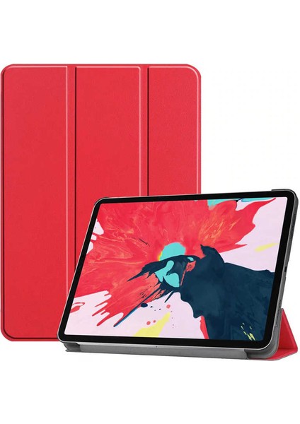iPad Air 11 2025 M3 Scks Smart Cover Standlı 1-1 Kılıf - Kırmızı