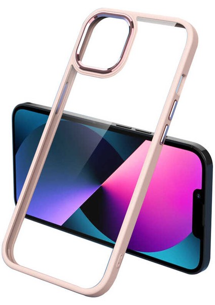 iPhone 12 Pro Max Kılıf Scks Krom Kapak-Pembe Açık