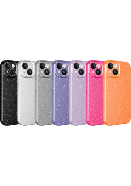 Apple iPhone 15 Kılıf Kamera Korumalı Simli Lüks Scks Koton Kapak-Pembe Koyu fiyatları