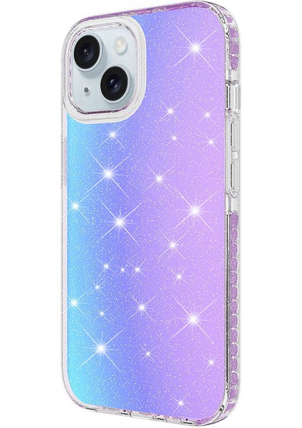 Apple iPhone 15 Kılıf Parlak Renk Geçişli Scks Velle Kapak-Pembe fırsatları