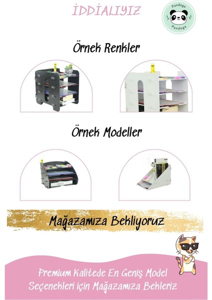 Masaüstü Ahşap Dosya Düzenleyici A4 Evrak Rafı Dosyalık Model 4