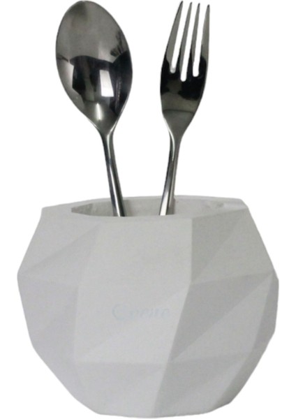 Tezgah Üstü Kaşıklık Dekoratif Dik Kaşıklık Silindir Kaşıklık Altın Eskitme Renk