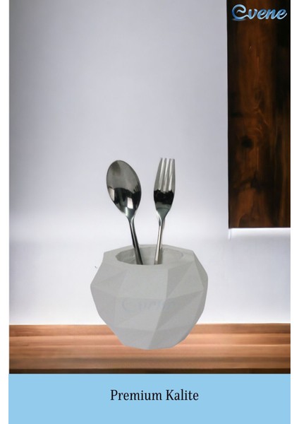 Tezgah Üstü Kaşıklık Dekoratif Dik Kaşıklık Silindir Kaşıklık Altın Eskitme Renk