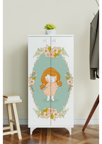 Adorable 3 Raflı Çocuk Odası Dolabı Çok Amaçlı Baskılı Oyuncak Dolabı modelleri