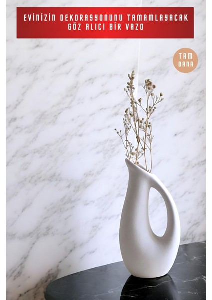 Beyaz Dekoratif Vazo Obje Ev Dekorasyon Masa Üstü Dekor Vazo Model 35