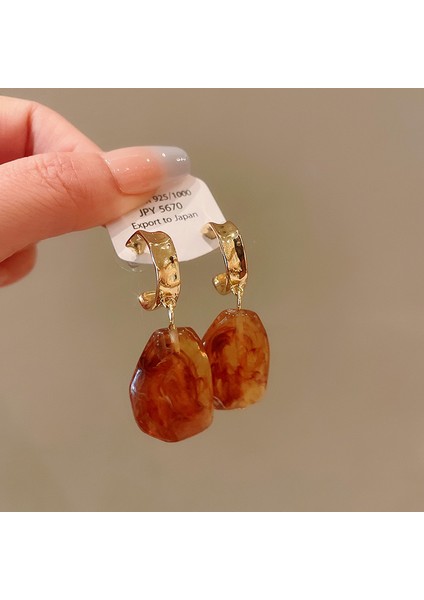 Yeni Bilezik Broş Küpe Gümüş Iğne Yağ Damlası Çiçekler Geometrik Küpe Fransız Retro Moda Mizaç Takı Broş Bilezik (Yurt Dışından)