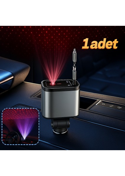 120W Süper Hızlı Araç Şarj Cihazı | 4'ü 1 Arada | Type-C & Lightning Kablolu | Evrensel Araç Uyumu