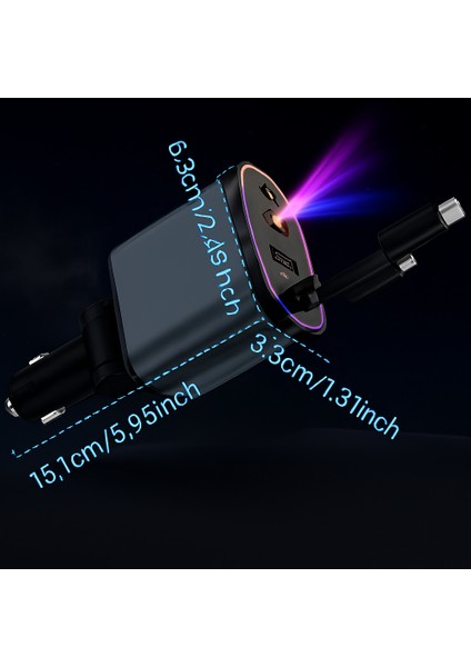 120W Süper Hızlı Araç Şarj Cihazı | 4'ü 1 Arada | Type-C & Lightning Kablolu | Evrensel Araç Uyumu fiyatları