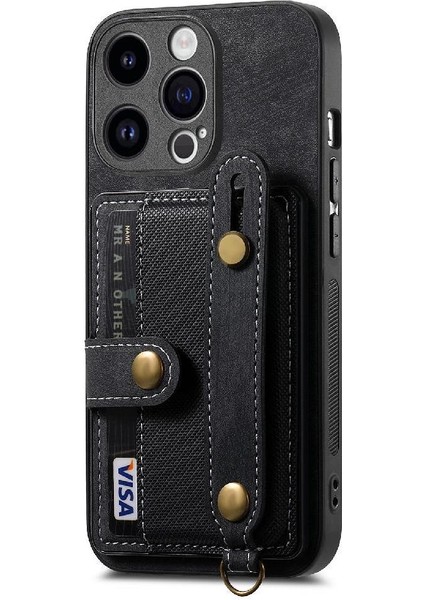 iPhone 14 Pro Kart Tutucu Askılı Deri Telefon Kılıfı Cüzdan Kılıf Bilek Kayışı Standlı Tutucu (Yurt Dışından) fiyatları