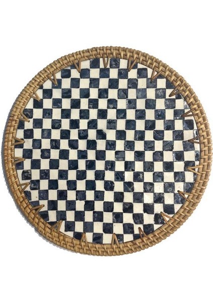 Damalı Rattan Supla/dekoratif Tepsi 30CM fiyatları