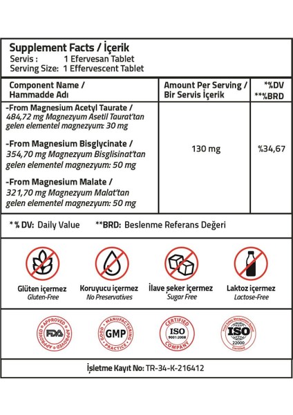 Magnezyum Complex Bisglycinate Taurat Malat 15 Effervescent Tablet fiyatları