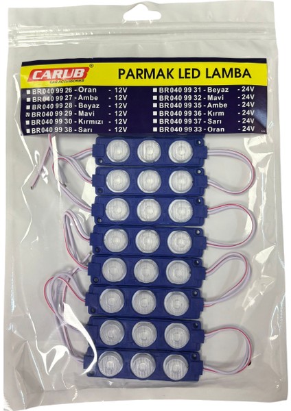 Parmak Lamba Camlı Mavi 10'lu 12V Br 040 99 29