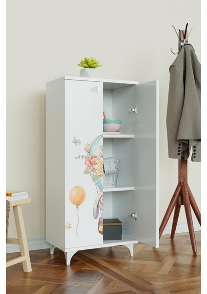 Sky Journey 3 Raflı Çocuk Odası Dolabı Çok Amaçlı Baskılı Oyuncak Dolabı fiyatları