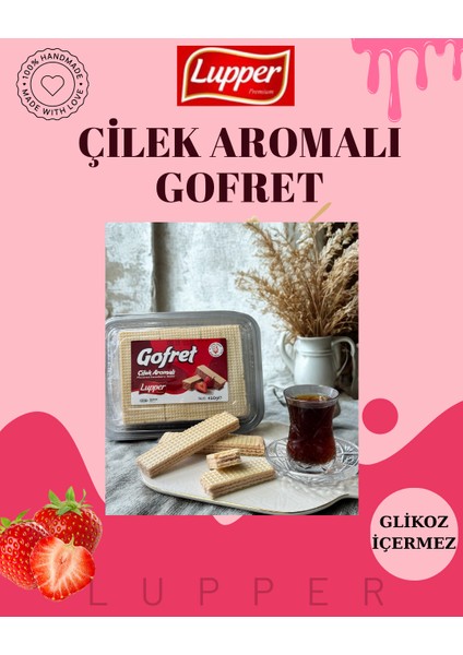 Çilek Aromalı Gofret 450 gr (Glikossuz)