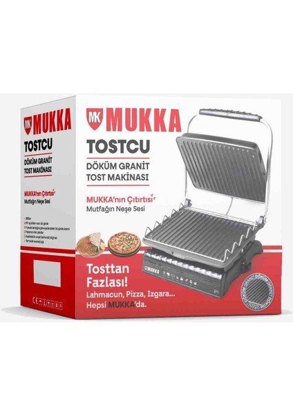 Tostcu Gerçek Döküm Granit Tost Makinesi Kırmızı