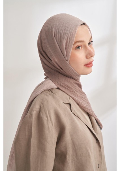 Müslin Degrade Biyeli Şal - Vizon - Taş modelleri