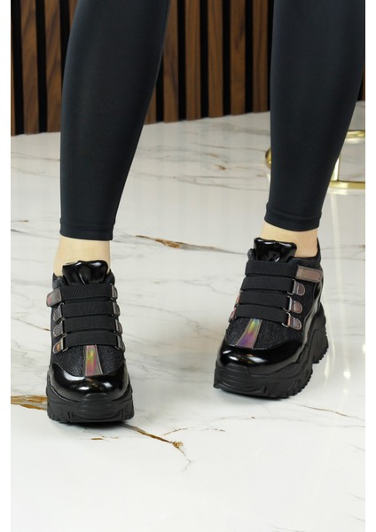 Alexandria Siyah Simli Gizli Dolgu Topuklu Cırt Bantlı Günlük Ayakkabı modelleri