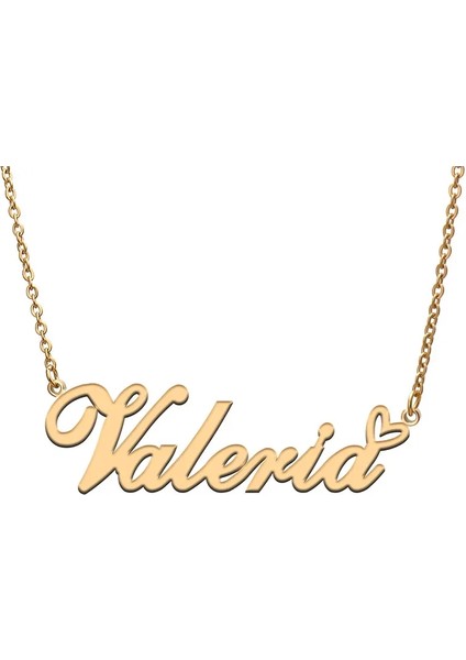 Aoloshow Valeria Aşk Kalp Adı Kolye Kişiselleştirilmiş Paslanmaz Çelik Yaka Kadınlar Kız Arkadaşları Doğum Günü Düğün Hediyesi Mol Renk: Çelik Renk: 40CM (Yurt Dışından)