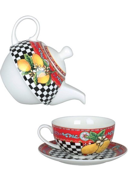 Lucky Art Odessa Bone Tek Kişilik Demlik Fincan Seti