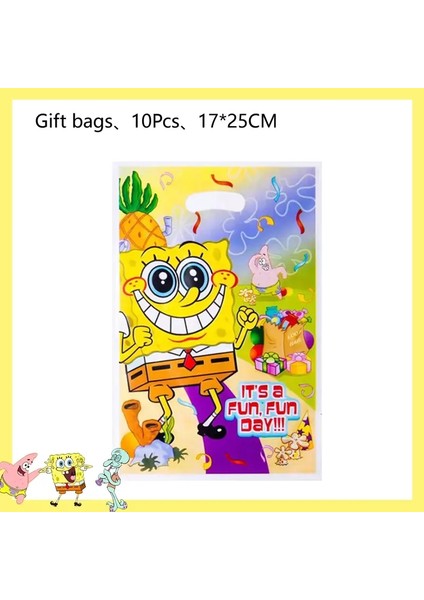 Spongebob Parti Dekorasyonları Tek Kullanımlık Sofra Kupası Bebek Duş Doğum Günü Tema Plakası Masa Deckloth Çocuk Doğum Günü Partisi: Hediye Çantası 10PCS (Yurt Dışından)
