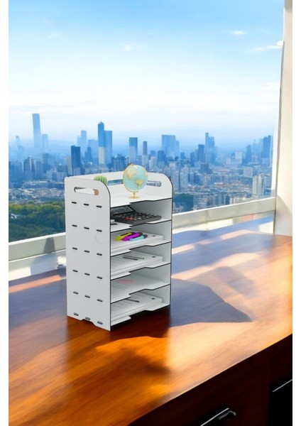 Dosya Düzenleyici Masa Üstü Organizer Ahşap Evrak Rafı Model 5