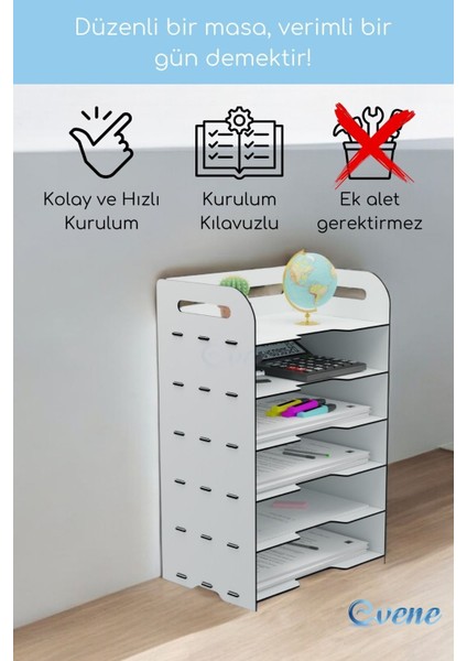 Dosya Düzenleyici Masa Üstü Organizer Ahşap Evrak Rafı Model 5