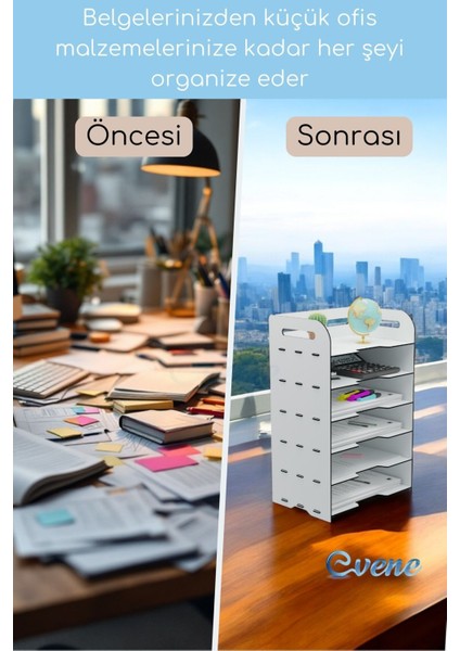 Dosya Düzenleyici Masa Üstü Organizer Ahşap Evrak Rafı Model 5