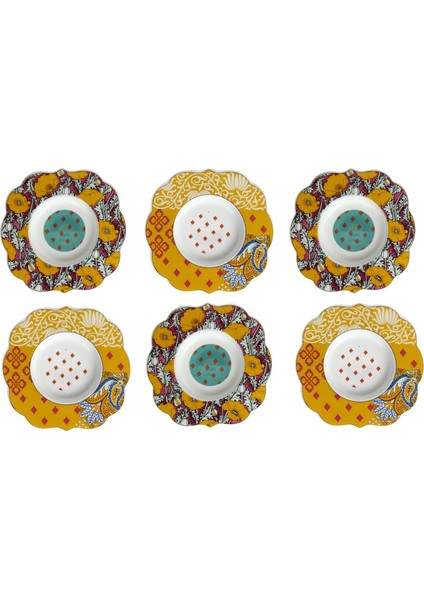 Lucky Art Eliana Bone China Desenli Porselen 6 Lı Çay Tabağı Seti