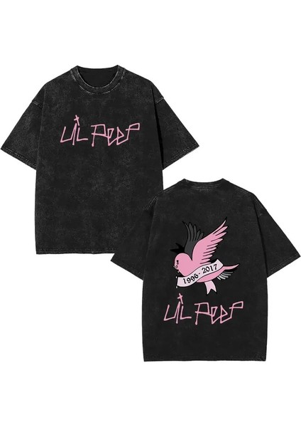 Rapçi Lil Peep Crybaby Retro Retro Yıkanmış T-Shirt Erkek Kadın Hip Hop Vintage T Shirts Erkekler Yüksek Kaliteli Pamuk Kısa Kollu T-Shirtscolor: FT-BLACK-Q08477/BOYUT: S (Yurt Dışından)