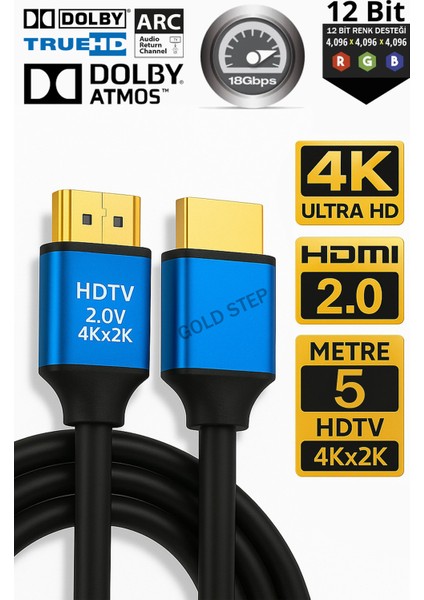 4K Ultra Hd 2.0V Alüminyum Başlık Altın Uçlu Hdmi Kablo