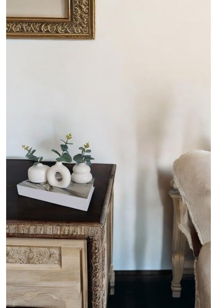 Beyaz Dekoratif Vazo Seti Obje Ev Dekorasyon Masa Üstü Dekor Vazo Seti Model 1015 fırsatları