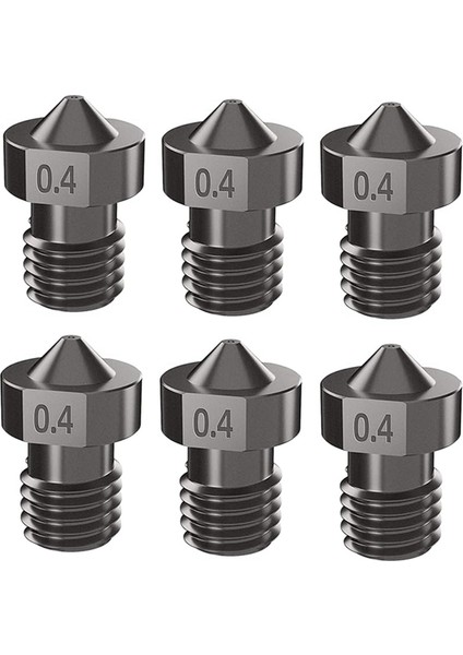 Paslanmaz Çelik Nozullar 0,4 mm Diş Sertleştirilmiş Nozullar Yüksek Akışlı V6 Nozul Prusa I3 Mk3/mk4 3D Yazıcı Için (6 Adet) (Yurt Dışından) fiyatları