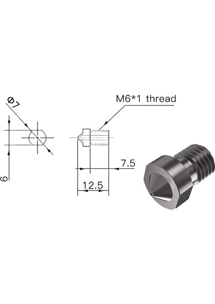 Paslanmaz Çelik Nozullar 0,4 mm Diş Sertleştirilmiş Nozullar Yüksek Akışlı V6 Nozul Prusa I3 Mk3/mk4 3D Yazıcı Için (6 Adet) (Yurt Dışından) indirimleri