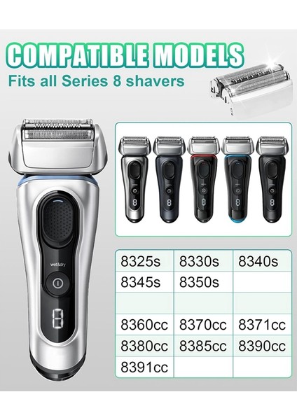 8370CC, 8340S, 8350S, 8467 Modelleri Için 2'li Paket 83M Yedek Başlıklı Seri 8 S8 Yedek Başlıklı Elektrikli Bıçaklar (Yurt Dışından) indirimleri