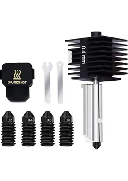 A1/a1 Mini Hotend Kiti Baskı Ekstruder 0,4 mm Nozul Hotend Değişimi Ekstra 0,2/0,4/0,6/0,8 mm Sertleştirilmiş Çelik Nozul ile (Yurt Dışından)
