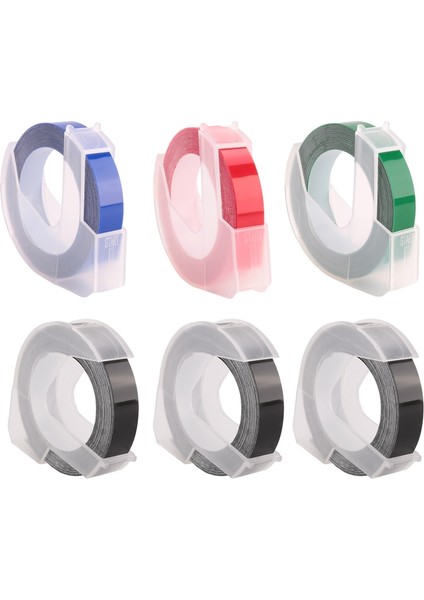 6 Rulo Kabartma Etiket Yapıcı Bandı 3D Plastik 9 mm x Etiket Yapıcı Için Siyah/mavi/kırmızı/yeşil Üzerine Beyaz Kabartma Etiket Bandı (Yurt Dışından) fiyatları