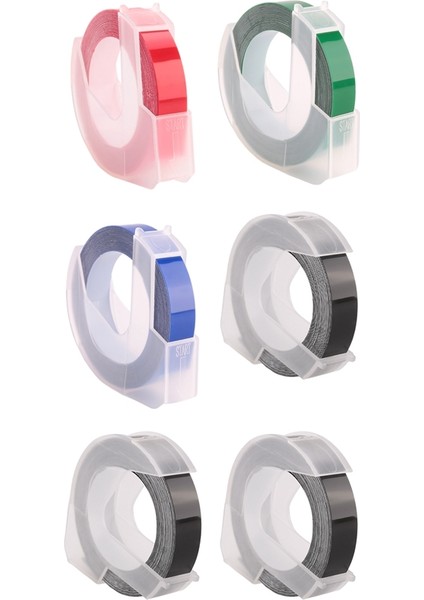 6 Rulo Kabartma Etiket Yapıcı Bandı 3D Plastik 9 mm x Etiket Yapıcı Için Siyah/mavi/kırmızı/yeşil Üzerine Beyaz Kabartma Etiket Bandı (Yurt Dışından) modelleri