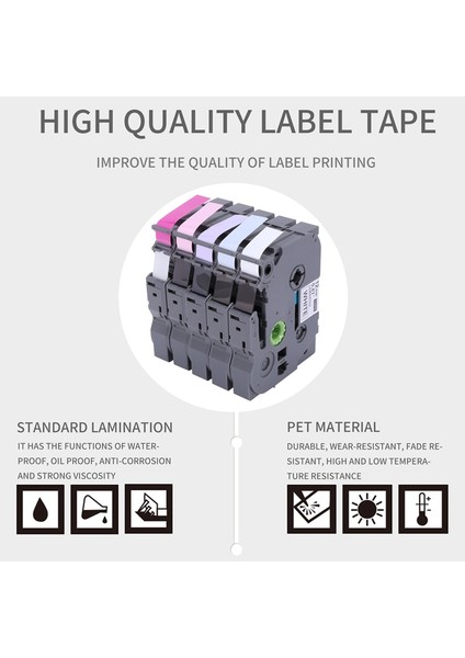 P-Touch 12 mm 1/2 Inç Lamine (Berry Pembe/pembe/mavi/beyaz) Etiket Işaretleyicisi Için Uyumlu Etiket Bandı Yedeği (Yurt Dışından) indirimleri