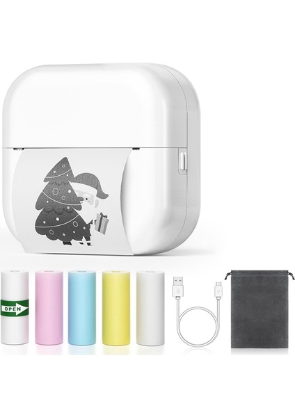 Mini Taşınabilir Yazıcı: 5 Rulo Kağıtlı Bluetooth Kablosuz Cep Mürekkepsiz Termal Yazıcı Etiket Yapıcı (Yurt Dışından) modelleri